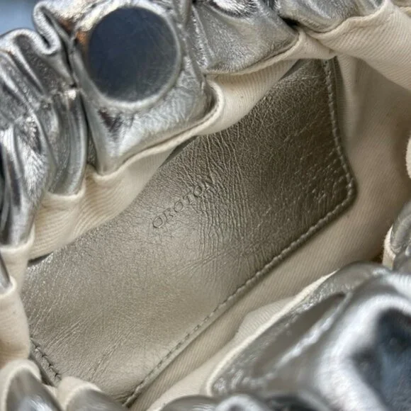 🆕 OROTON 🧿 NWT Gretel Mini Top Handle, Metallic Silver - Picture 12 of 16